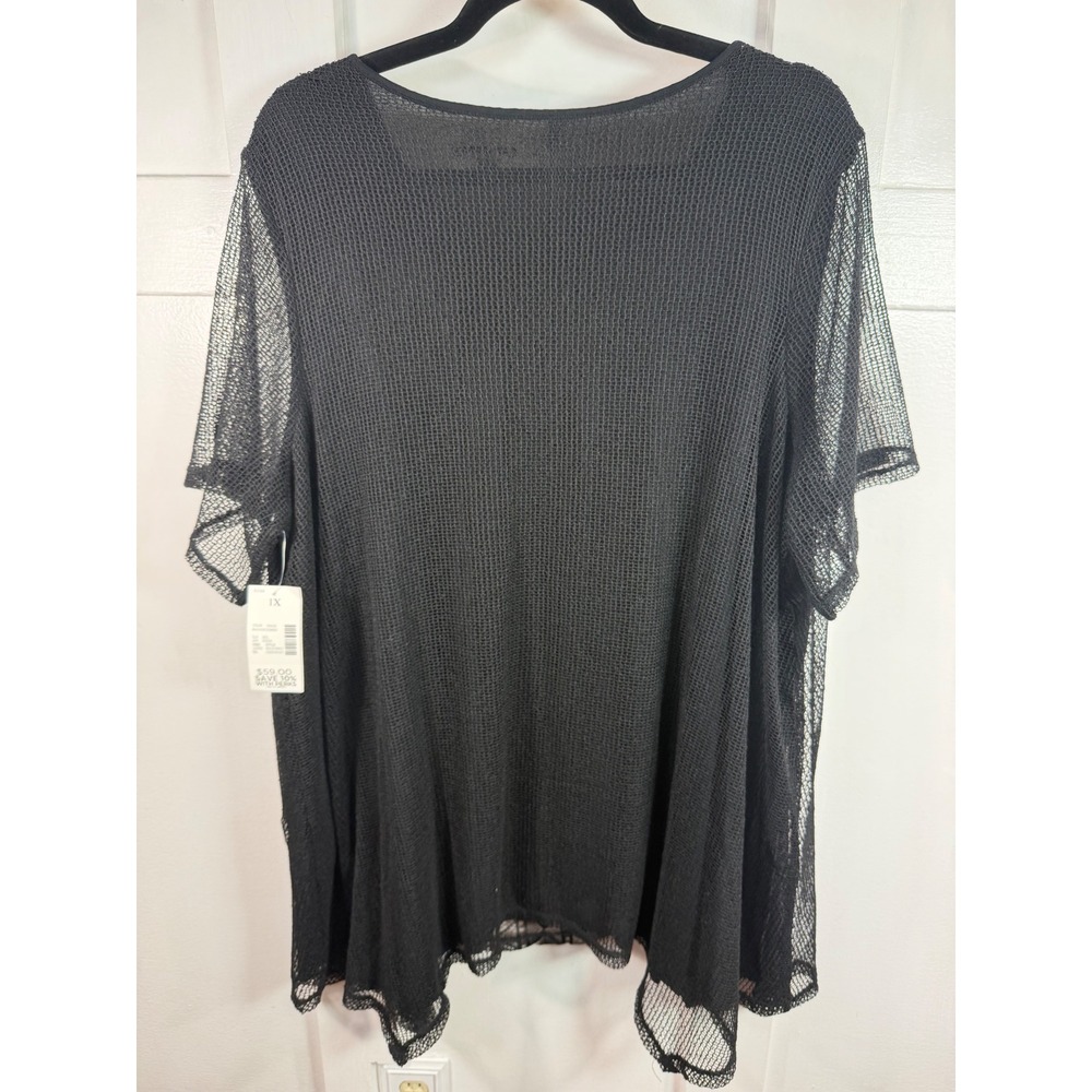 Catherines Black Mesh Lace Overlay V-Neck Top Plus Size 1X 18/20W NEW - Picture 7 of 12